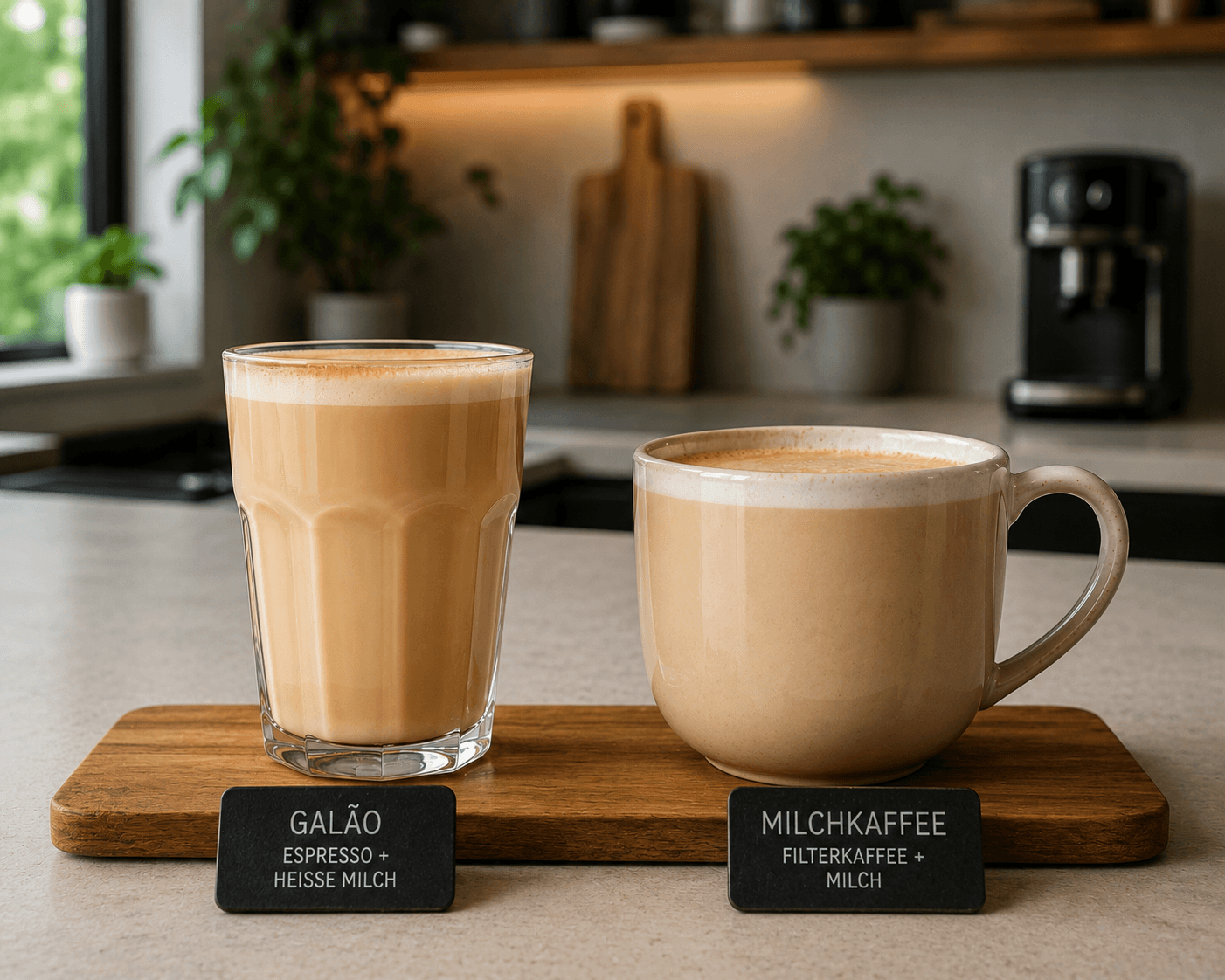 Titelbild: Galão vs. Milchkaffee