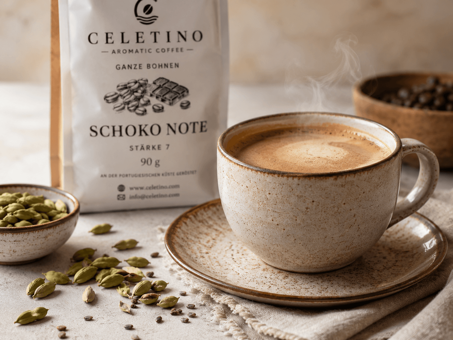 Titelbild: Schoko Kaffee mit Kardamom: Würzig, warm und überraschend gut
